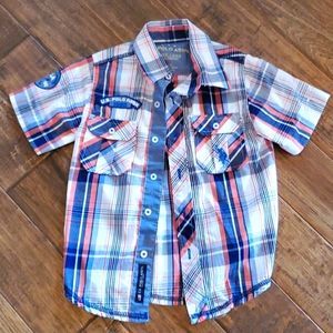 U.S. Polo Association Size 3T Boys Button-up, Short Sleeve